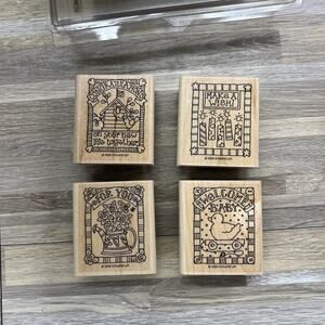 VTG Stampin Up! Limited Edition 1999 Gifted Greetings NEW Stamp Set Of 4 - 1D744